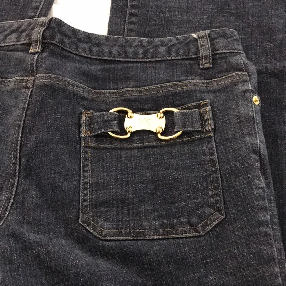 EUC Michael Kors Sz 10 x 32 mid rise dark‎ flare